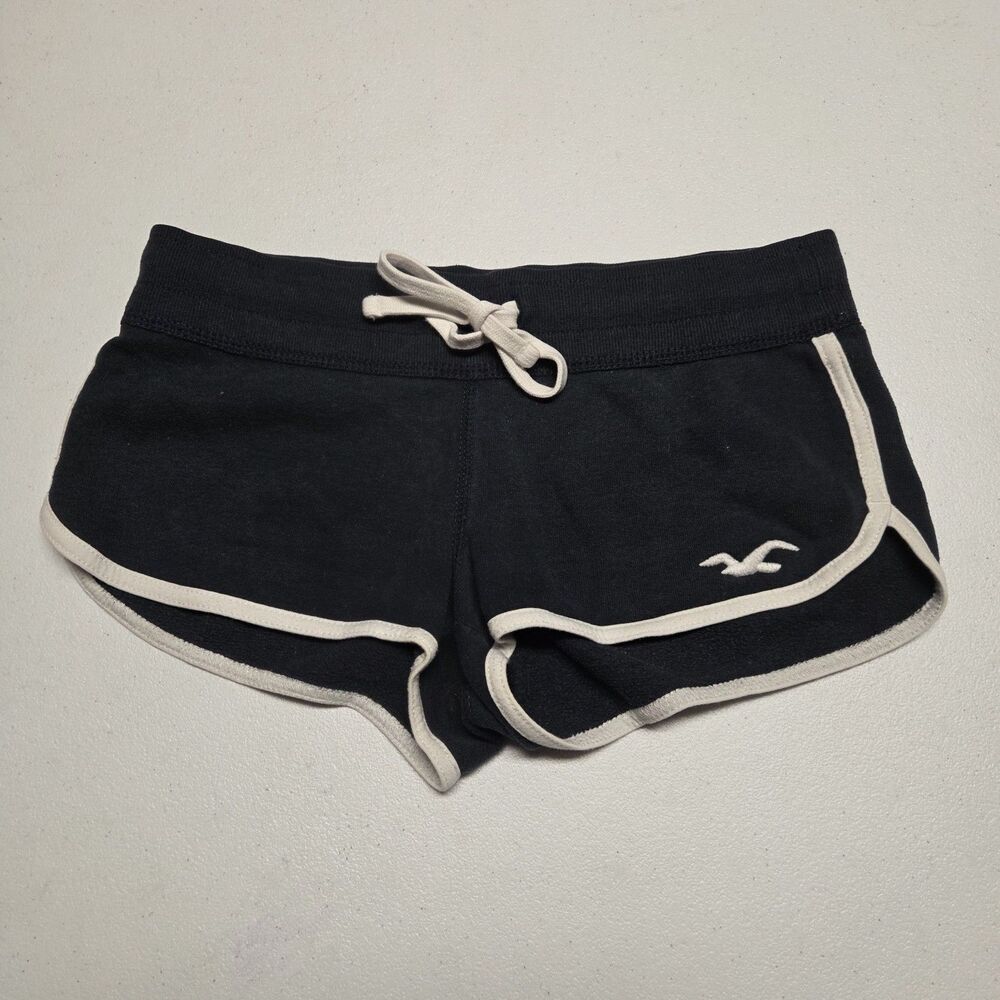 VTG Y2K Hollister Shorts XS Socal Logo Micro Mini Low Rise Lounge Gym Black